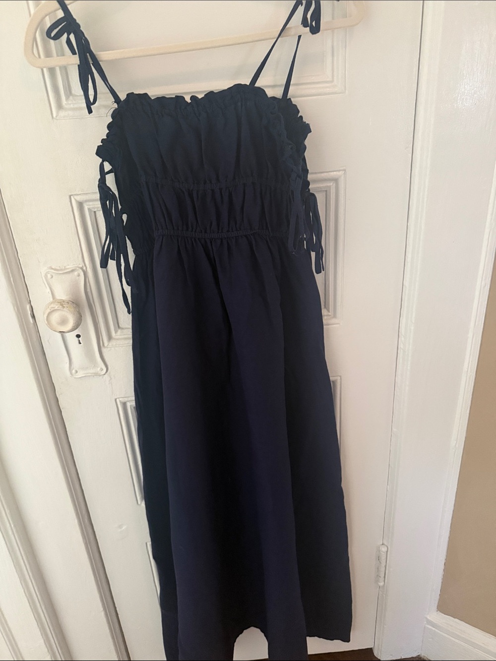 Anthropologie Navy Blue Smocked Sundress